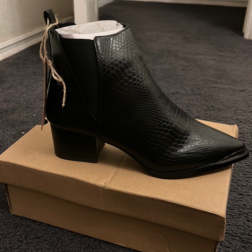 New Seven7 Madison Python Pointed Bootie Black